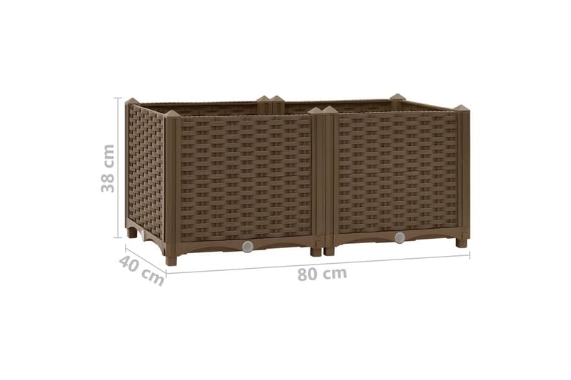 højbed 80x40x38 cm polypropylen - Brun - Havemøbler - Øvrigt havetilbehør - Tilbehør udendørs - Havekrukker