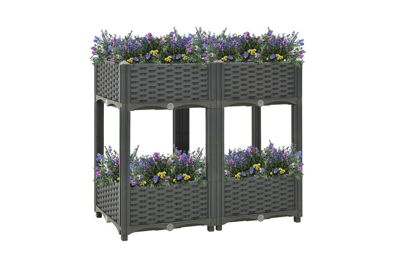 højbed 80x40x71 cm polypropylen - Grå - Blomsterkasser - Havekrukker