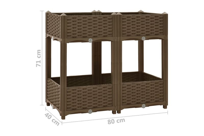 højbed 80x40x71 cm polypropylen - Brun - Havemøbler - Øvrigt havetilbehør - Tilbehør udendørs - Havekrukker