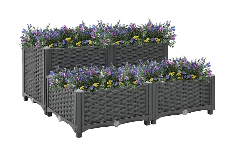 højbed 80x80x38 cm polypropylen - Grå - Havemøbler - Øvrigt havetilbehør - Tilbehør udendørs - Havekrukker