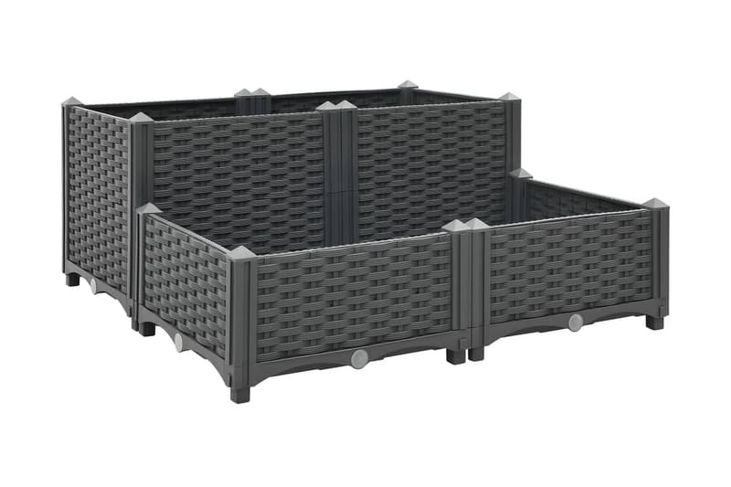 højbed 80x80x38 cm polypropylen - Grå - Havemøbler - Øvrigt havetilbehør - Tilbehør udendørs - Havekrukker