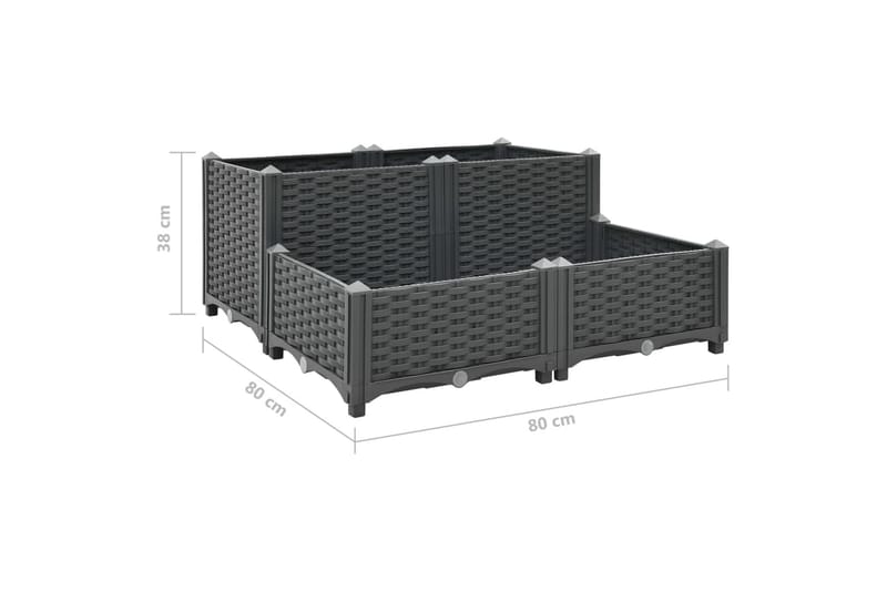 højbed 80x80x38 cm polypropylen - Grå - Havemøbler - Øvrigt havetilbehør - Tilbehør udendørs - Havekrukker