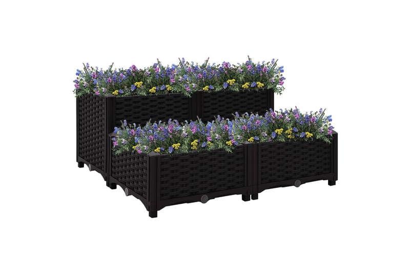 højbed 80x80x38 cm polypropylen - Sort - Havemøbler - Øvrigt havetilbehør - Tilbehør udendørs - Havekrukker