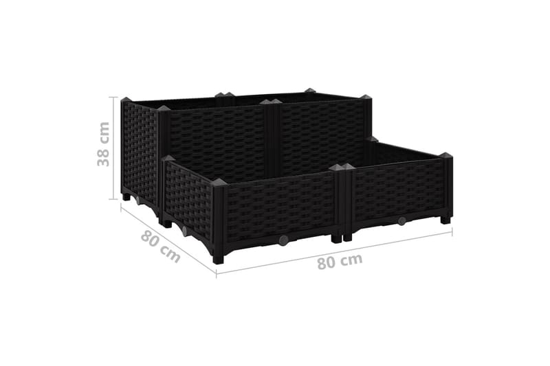 højbed 80x80x38 cm polypropylen - Sort - Havemøbler - Øvrigt havetilbehør - Tilbehør udendørs - Havekrukker