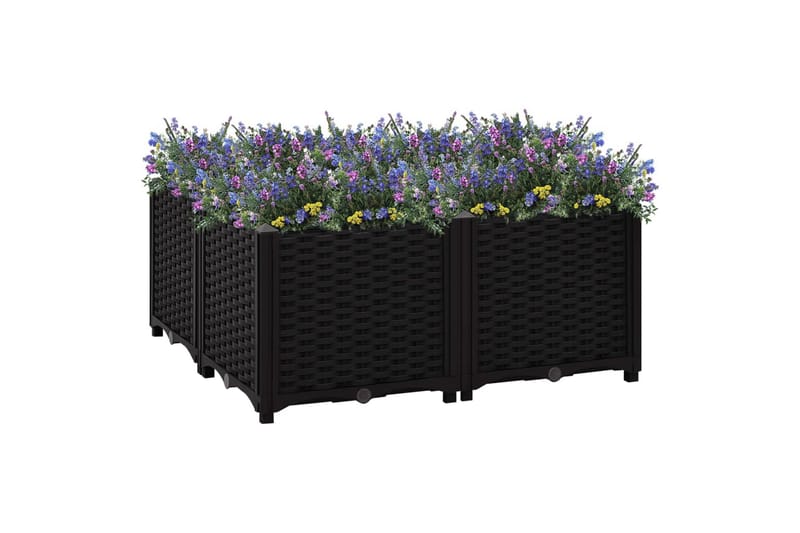 højbed 80x80x38 cm polypropylen - Sort - Havemøbler - Øvrigt havetilbehør - Tilbehør udendørs - Havekrukker