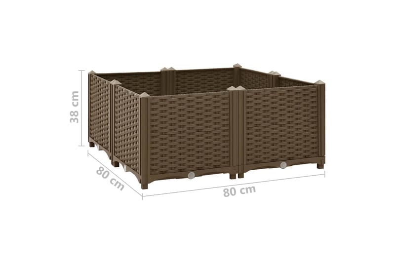 højbed 80x80x38 cm polypropylen - Brun - Havemøbler - Øvrigt havetilbehør - Tilbehør udendørs - Havekrukker