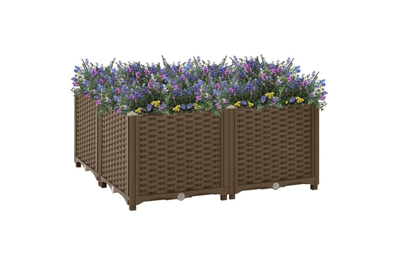 højbed 80x80x38 cm polypropylen - Brun - Blomsterkasser - Havekrukker