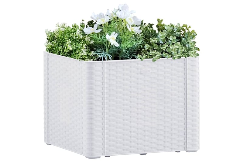 Højbed med automatisk vandingssystem 43x43x33 cm hvid - Hvid - Havekrukker - Blomsterkasser