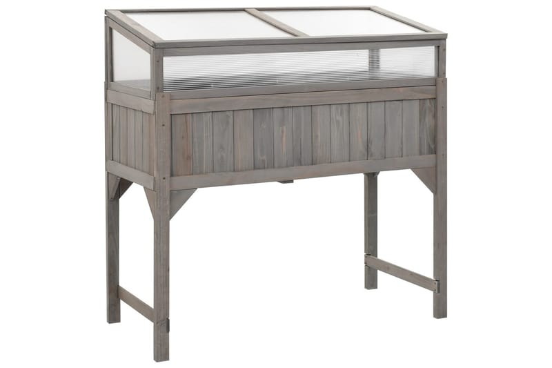 højbed med drivhus 110x54x120 cm massivt grantræ - Grå - Havemøbler - Øvrigt havetilbehør - Tilbehør udendørs - Havekrukker