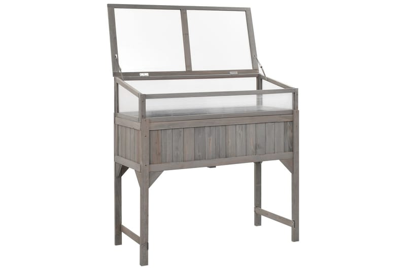 højbed med drivhus 110x54x120 cm massivt grantræ - Grå - Havemøbler - Øvrigt havetilbehør - Tilbehør udendørs - Havekrukker