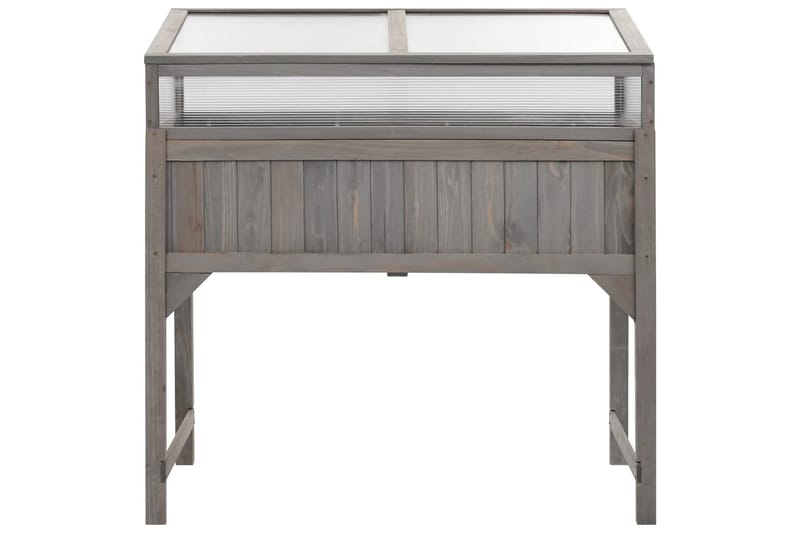 højbed med drivhus 110x54x120 cm massivt grantræ - Grå - Havemøbler - Øvrigt havetilbehør - Tilbehør udendørs - Havekrukker