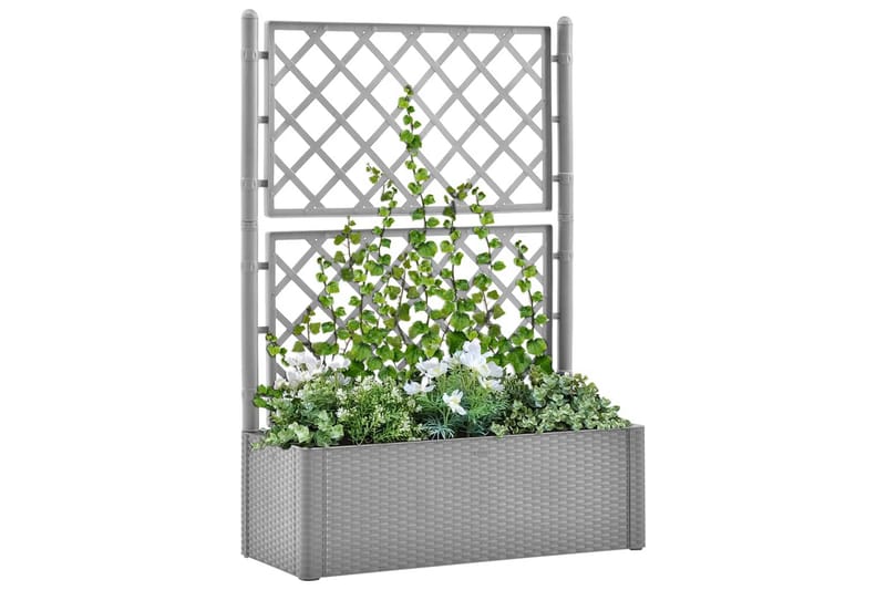 højbed med espalier og automatisk vandingssystem grå - Grå - Havemøbler - Øvrigt havetilbehør - Tilbehør udendørs - Havekrukker