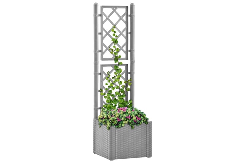 højbed med espalier og automatisk vandingssystem grå - Grå - Havemøbler - Øvrigt havetilbehør - Tilbehør udendørs - Havekrukker