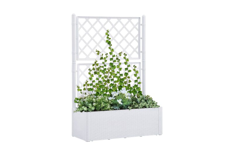 Højbed med espalier og automatisk vandingssystem hvid - Hvid - Blomsterkasser - Havekrukker