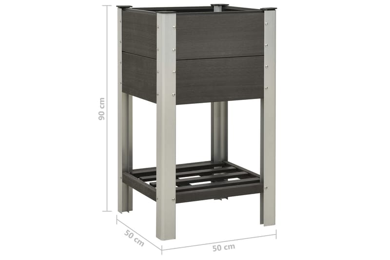 højbed med hylde 50x50x90 cm WPC grå - Grå - Havemøbler - Øvrigt havetilbehør - Tilbehør udendørs - Havekrukker