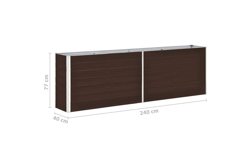 Haveplantekasse 240 X 40 X 77 cm Galvaniseret Stål Brun - Brun - Havemøbler - Øvrigt havetilbehør - Tilbehør udendørs - Havekrukker