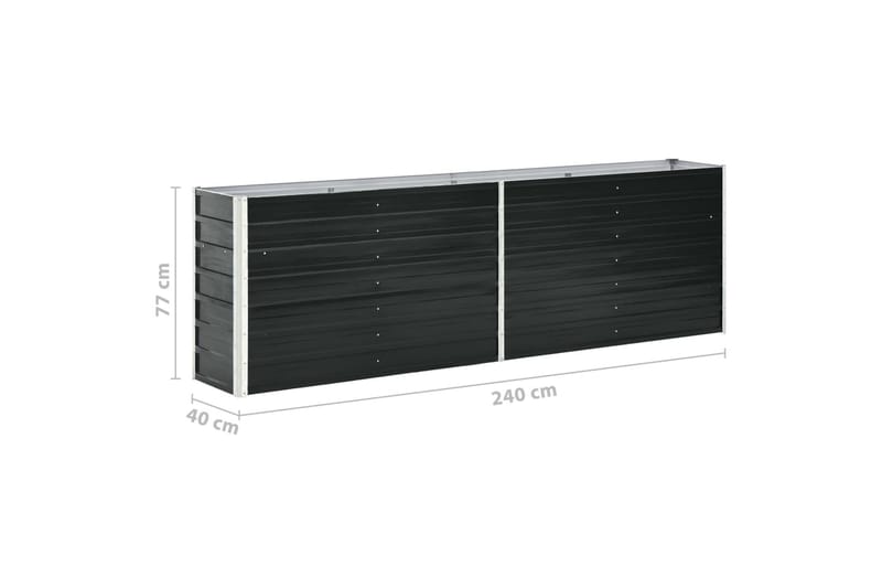 Haveplantekasse 240X40X77 cm Galvaniseret Stål Antracitgrå - Grå - Havemøbler - Øvrigt havetilbehør - Tilbehør udendørs - Havekrukker