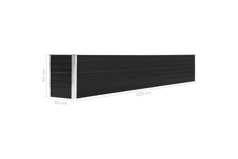 Haveplantekasse 320 X 80 X 45 Cm Galvaniseret Stål Antracitg - Grå - Havemøbler - Øvrigt havetilbehør - Tilbehør udendørs - Havekrukker