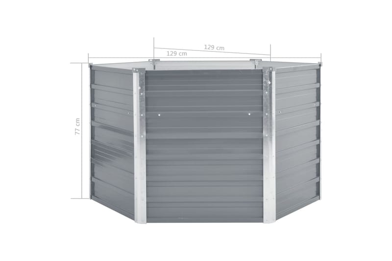 Haveplantekasse Galvaniseret Stål 129 X 129 X 77 Cm Grå - Grå - Havemøbler - Øvrigt havetilbehør - Tilbehør udendørs - Havekrukker