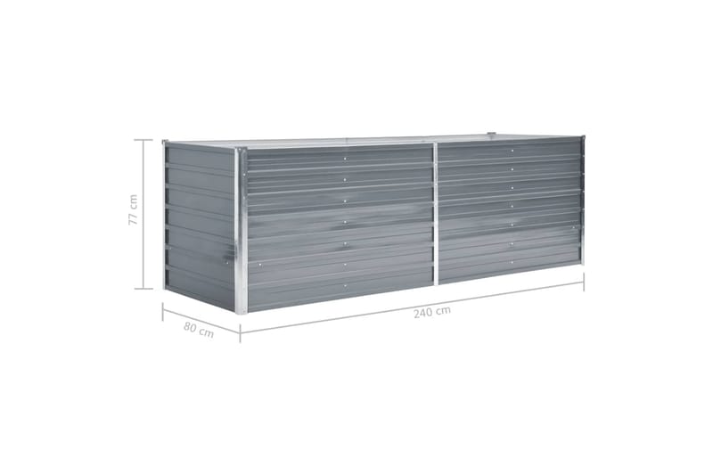 Haveplantekasse Galvaniseret Stål 240 X 80 X 77 Cm Grå - Grå - Havemøbler - Øvrigt havetilbehør - Tilbehør udendørs - Havekrukker