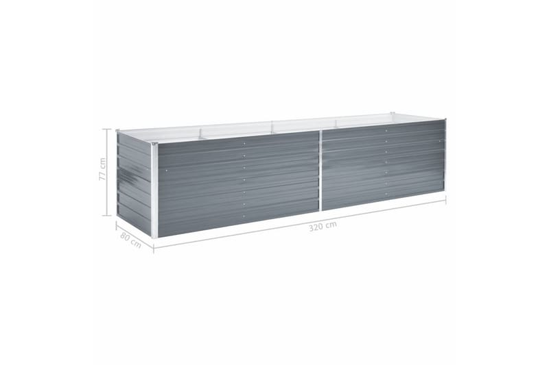 Haveplantekasse Galvaniseret Stål 320 X 80 X 77 Cm Grå - Grå - Havemøbler - Øvrigt havetilbehør - Tilbehør udendørs - Havekrukker