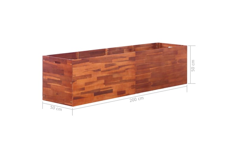 Haveplantekasse Massivt Akacietræ 200 X 50 X 50 Cm - Brun - Havemøbler - Øvrigt havetilbehør - Tilbehør udendørs - Havekrukker