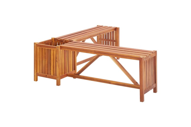 Hjørnebænk Med Plantekasse 150X150X40 cm Massivt Akacietræ - Brun - Havemøbler - Øvrigt havetilbehør - Tilbehør udendørs - Havekrukker