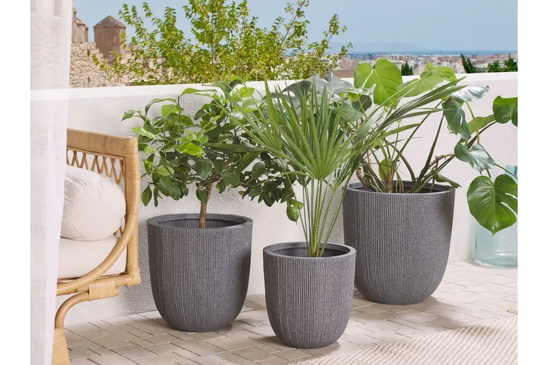 Krukke 44 x 44 x 48 cm Grå CHIOS - Grå - Havemøbler - Øvrigt havetilbehør - Tilbehør udendørs - Havekrukker
