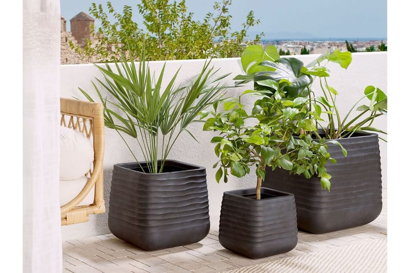 Krukke 50 x 50 x 49 cm Sort PARIKIA - Sort - Havemøbler - Øvrigt havetilbehør - Tilbehør udendørs - Havekrukker