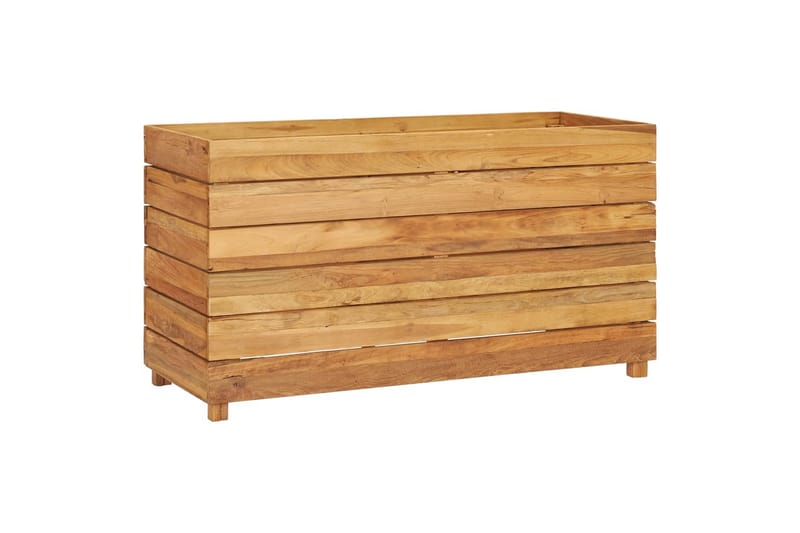plantekasse 100 x 40 x 55 cm genanvendt teaktræ og stål - Brun - Havemøbler - Øvrigt havetilbehør - Tilbehør udendørs - Havekrukker