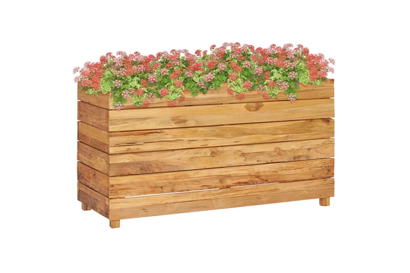 plantekasse 100 x 40 x 55 cm genanvendt teaktræ og stål - Brun - Havemøbler - Øvrigt havetilbehør - Tilbehør udendørs - Havekrukker