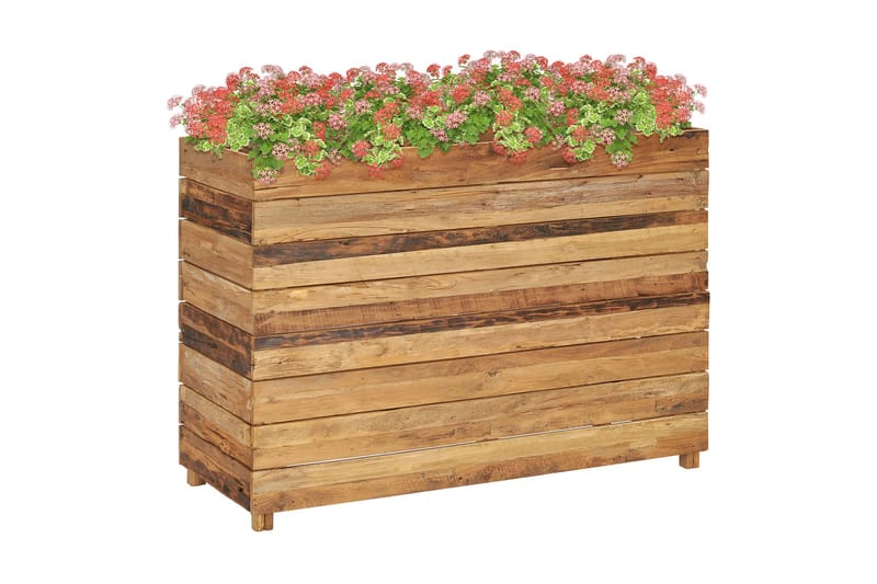 plantekasse 100 x 40 x 72 cm genanvendt teaktræ og stål - Brun - Blomsterkasser - Havekrukker