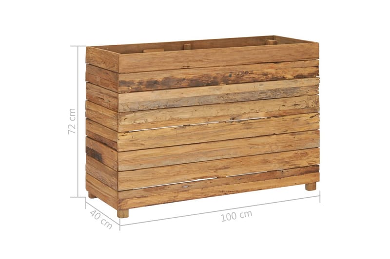 plantekasse 100 x 40 x 72 cm genanvendt teaktræ og stål - Brun - Havemøbler - Øvrigt havetilbehør - Tilbehør udendørs - Havekrukker