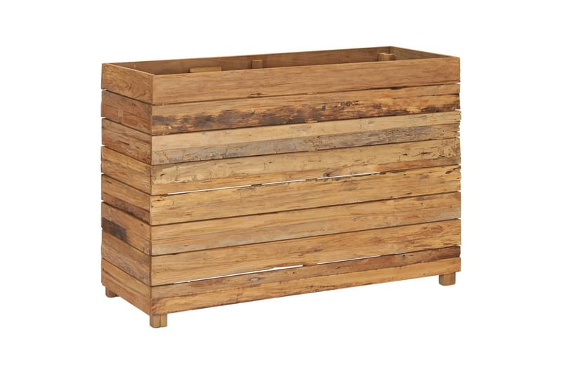plantekasse 100 x 40 x 72 cm genanvendt teaktræ og stål - Brun - Havemøbler - Øvrigt havetilbehør - Tilbehør udendørs - Havekrukker