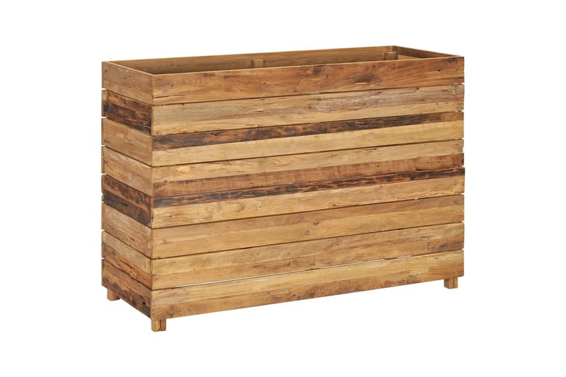 plantekasse 100 x 40 x 72 cm genanvendt teaktræ og stål - Brun - Havemøbler - Øvrigt havetilbehør - Tilbehør udendørs - Havekrukker