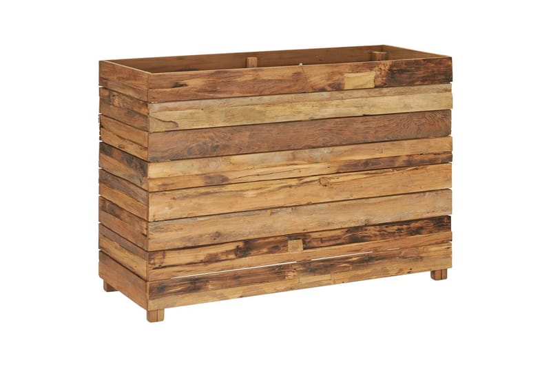 plantekasse 100 x 40 x 72 cm genanvendt teaktræ og stål - Brun - Havemøbler - Øvrigt havetilbehør - Tilbehør udendørs - Havekrukker