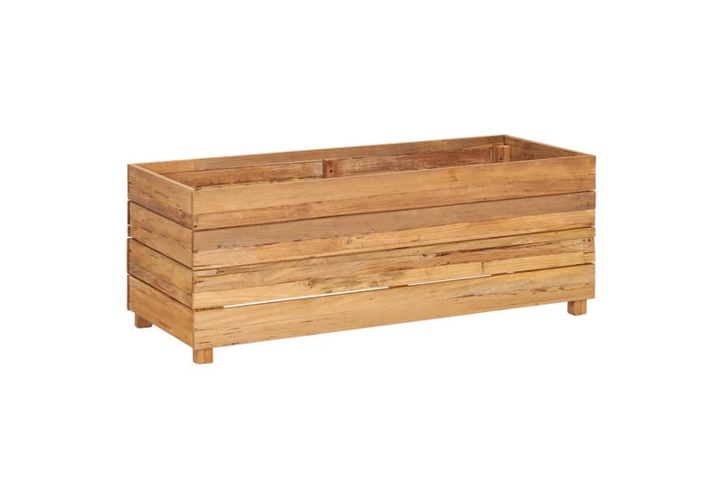 plantekasse 100x40x38 cm genanvendt teaktræ og stål - Brun - Havemøbler - Øvrigt havetilbehør - Tilbehør udendørs - Havekrukker