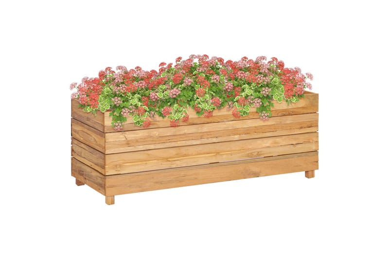 plantekasse 100x40x38 cm genanvendt teaktræ og stål - Brun - Havemøbler - Øvrigt havetilbehør - Tilbehør udendørs - Havekrukker