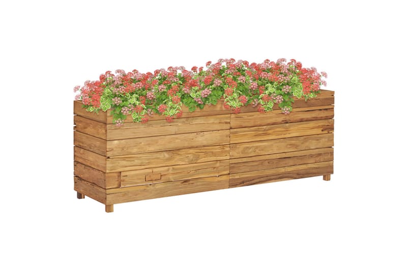 plantekasse 150 x 40 x 55 cm genanvendt teaktræ og stål - Brun - Havemøbler - Øvrigt havetilbehør - Tilbehør udendørs - Havekrukker