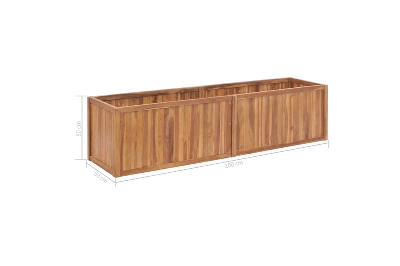 Plantekasse 200x50x50 cm Massivt Teaktræ - Brun - Havemøbler - Øvrigt havetilbehør - Tilbehør udendørs - Havekrukker