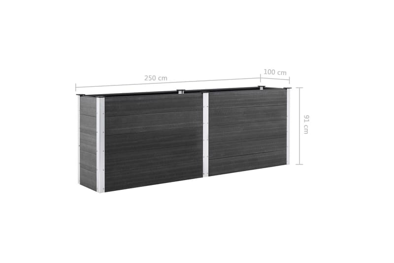 plantekasse 250x100x91 cm WPC grå - Grå - Havemøbler - Øvrigt havetilbehør - Tilbehør udendørs - Havekrukker