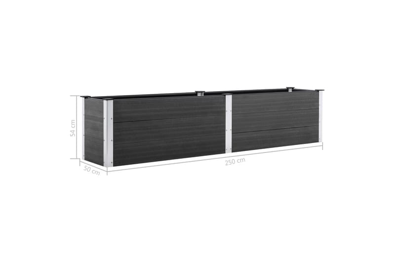 plantekasse 250x50x54 cm WPC grå - Grå - Havemøbler - Øvrigt havetilbehør - Tilbehør udendørs - Havekrukker