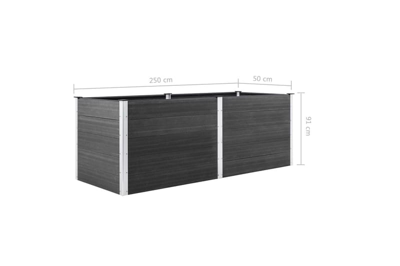 plantekasse 250x50x91 cm WPC grå - Grå - Havemøbler - Øvrigt havetilbehør - Tilbehør udendørs - Havekrukker