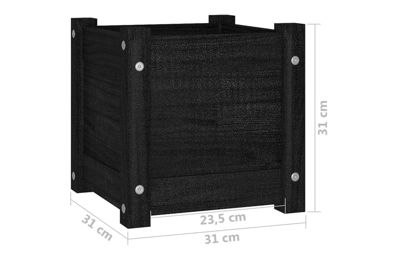 plantekasse 31x31x31 cm massivt fyrretræ sort - Sort - Havemøbler - Øvrigt havetilbehør - Tilbehør udendørs - Havekrukker