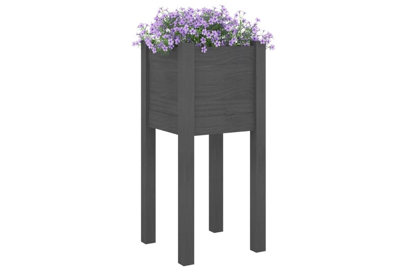 plantekasse 31x31x70 cm massivt fyrretræ grå - Grå - Blomsterkasser - Havekrukker