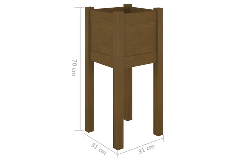 plantekasse 31x31x70 cm massivt fyrretræ gyldenbrun - Brun - Havemøbler - Øvrigt havetilbehør - Tilbehør udendørs - Havekrukker