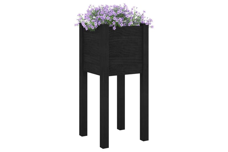 plantekasse 31x31x70 cm massivt fyrretræ sort - Sort - Blomsterkasser - Havekrukker