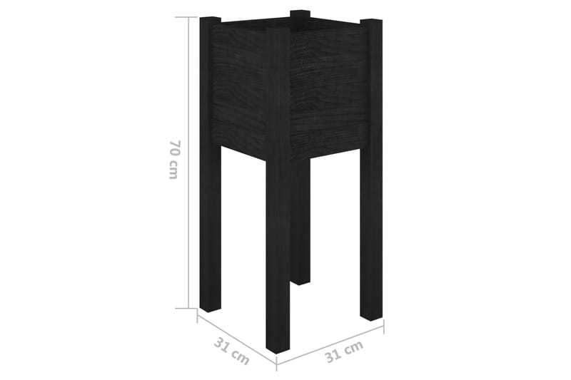 plantekasse 31x31x70 cm massivt fyrretræ sort - Sort - Havemøbler - Øvrigt havetilbehør - Tilbehør udendørs - Havekrukker