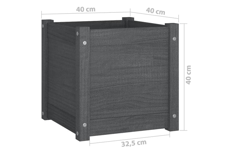 plantekasse 40x40x40 cm massivt fyrretræ grå - Grå - Havemøbler - Øvrigt havetilbehør - Tilbehør udendørs - Havekrukker