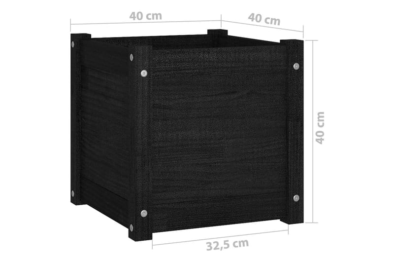 plantekasse 40x40x40 cm massivt fyrretræ  sort - Sort - Blomsterkasser - Havekrukker